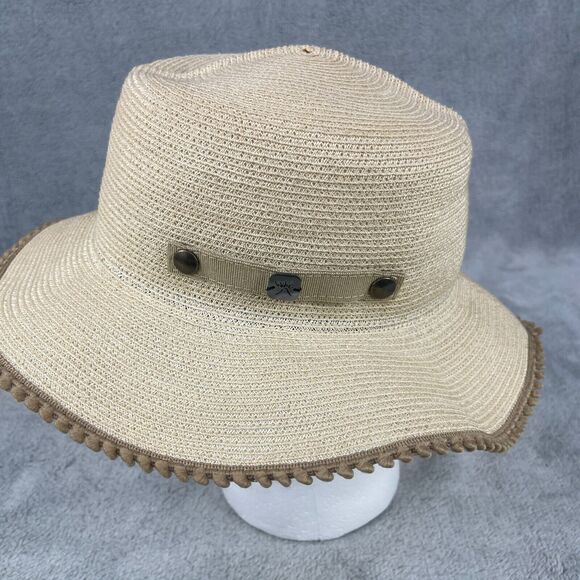 Filu Hats Forest Straw Hat Women's Smal Beige Decorative Pom Pom Trim Hand Made - Picture 3 of 11